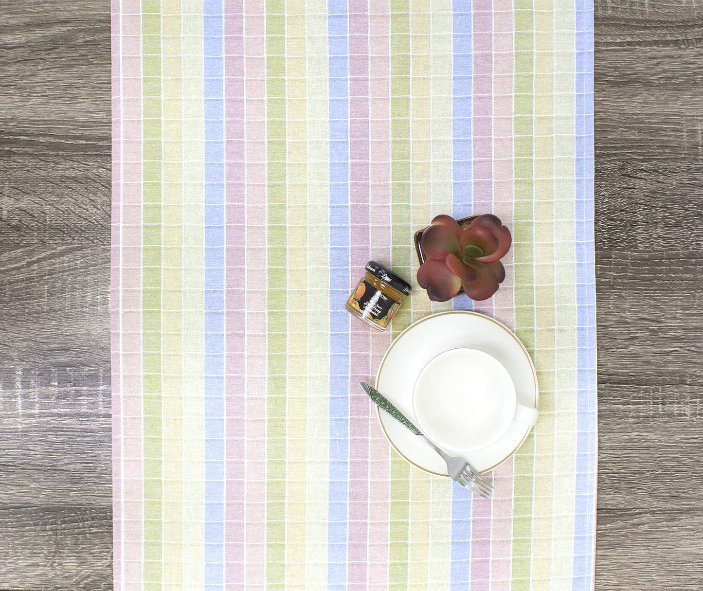 Fennco Styles Luscious Stitched Checkered Cotton Table Runner 16 x 90 Inch - Multicolor Table Linens for Everyday Use, Banquets, Wedding and Special Events