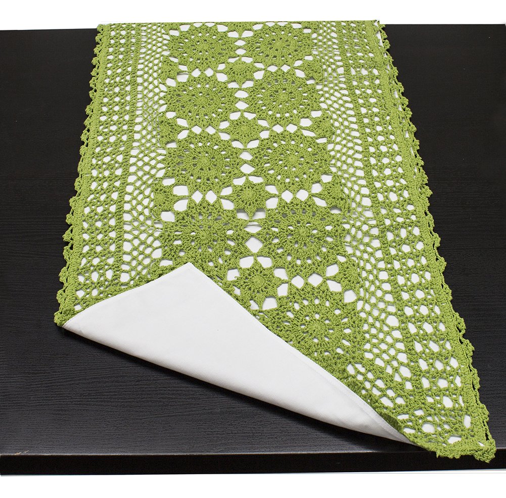 Fennco Styles Handmade Crochet Mandala Cotton Rectangular Table Runner - Vintage Table Cover for Home, Dining Room, Holidays, Family Gatherings, Banquets and Special Occasions