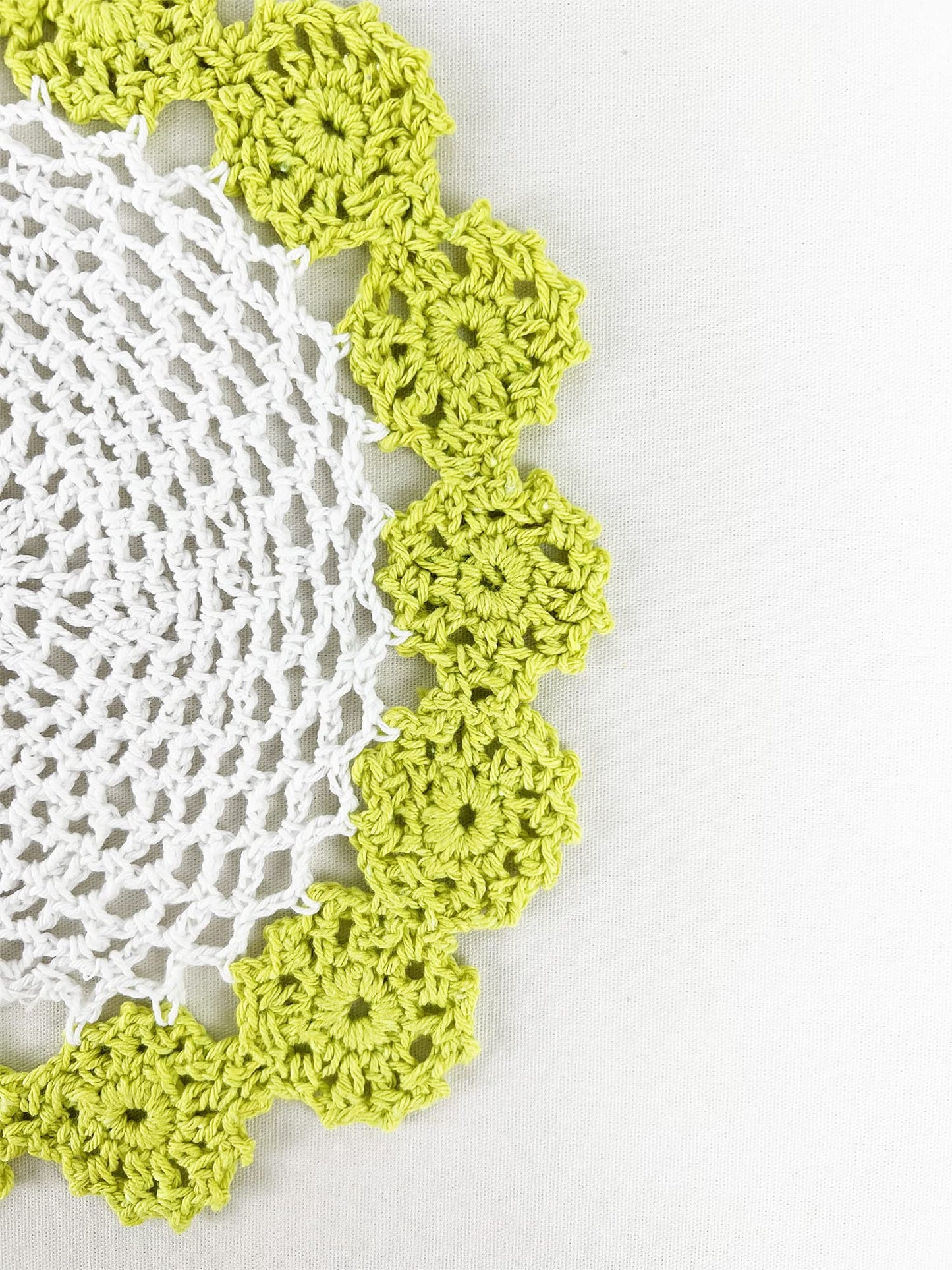 Fennco Styles Handmade Two-Tone Floral Crochet Tray Doily, 9" Round - Cloth Placemat for Everyday Use, Holidays, Home Décor, Cocktail Party, Tea Party, Special Occasion
