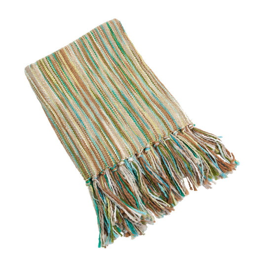 Fennco Styles Woven Contemporary Throw Blanket with Fringe (Green)