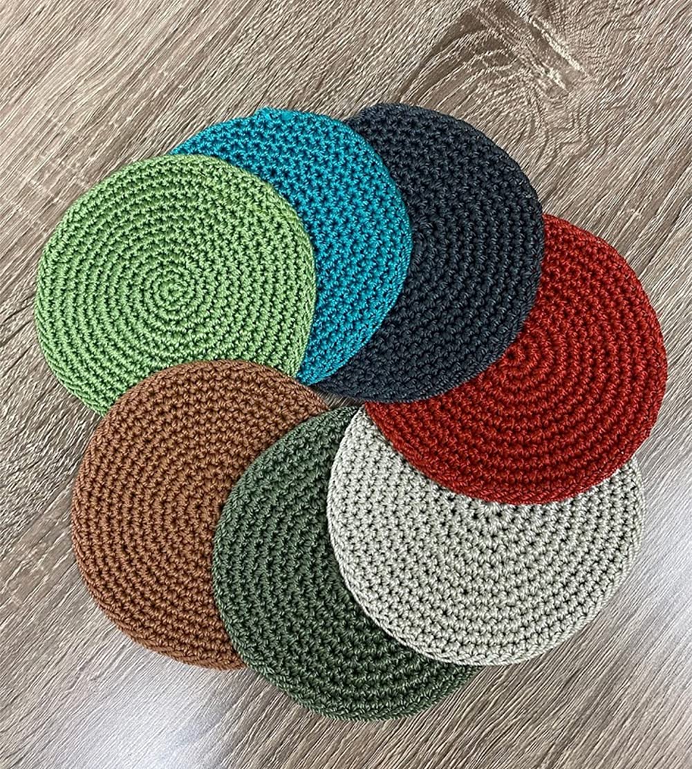 Fennco Styles Handmade Crochet Cocktail Drink Coasters 5-Inch Round, Set of 4 - Doilies for Everyday Use, Holiday, Farmhouse, Décor, Tea Party and Special Occasion