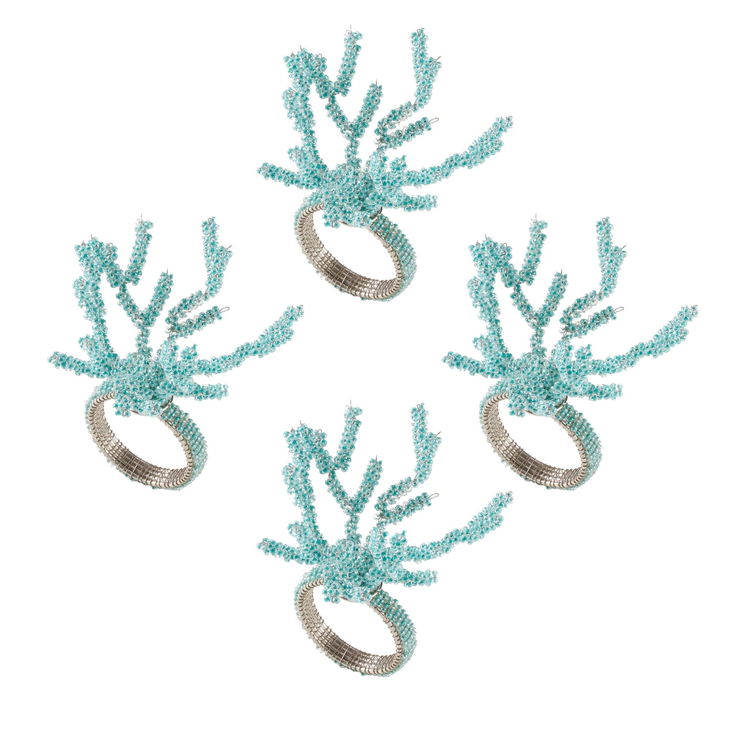 Fennco Styles Beaded Coral Dinner Napkin Rings - Set of 4