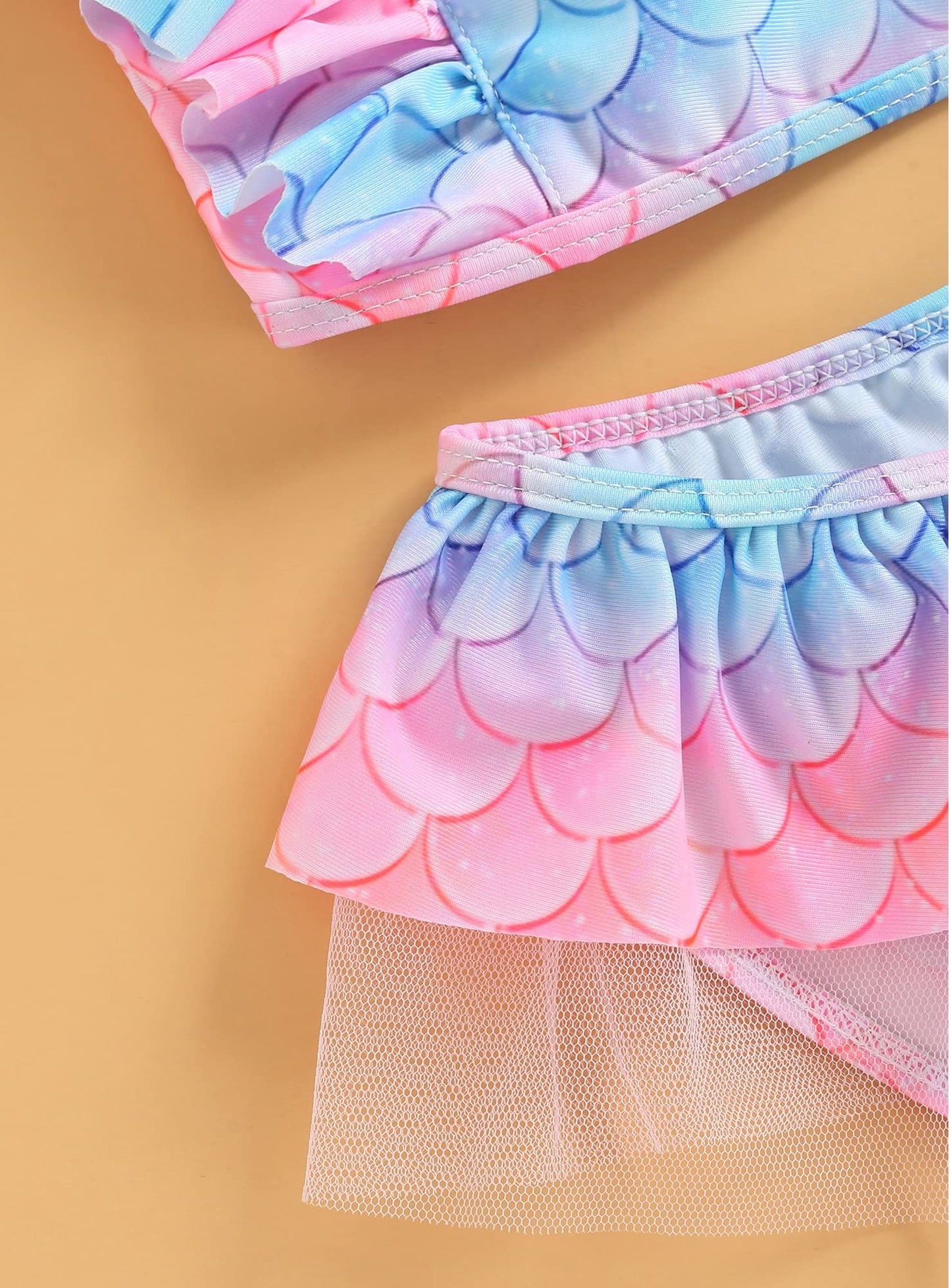 stylesilove Toddler Kid Girls Ice Cream Printed Ruffle 2pcs Bikini Set Flutter Tankini Swimsuit Bathing Suit Beach Swimwear