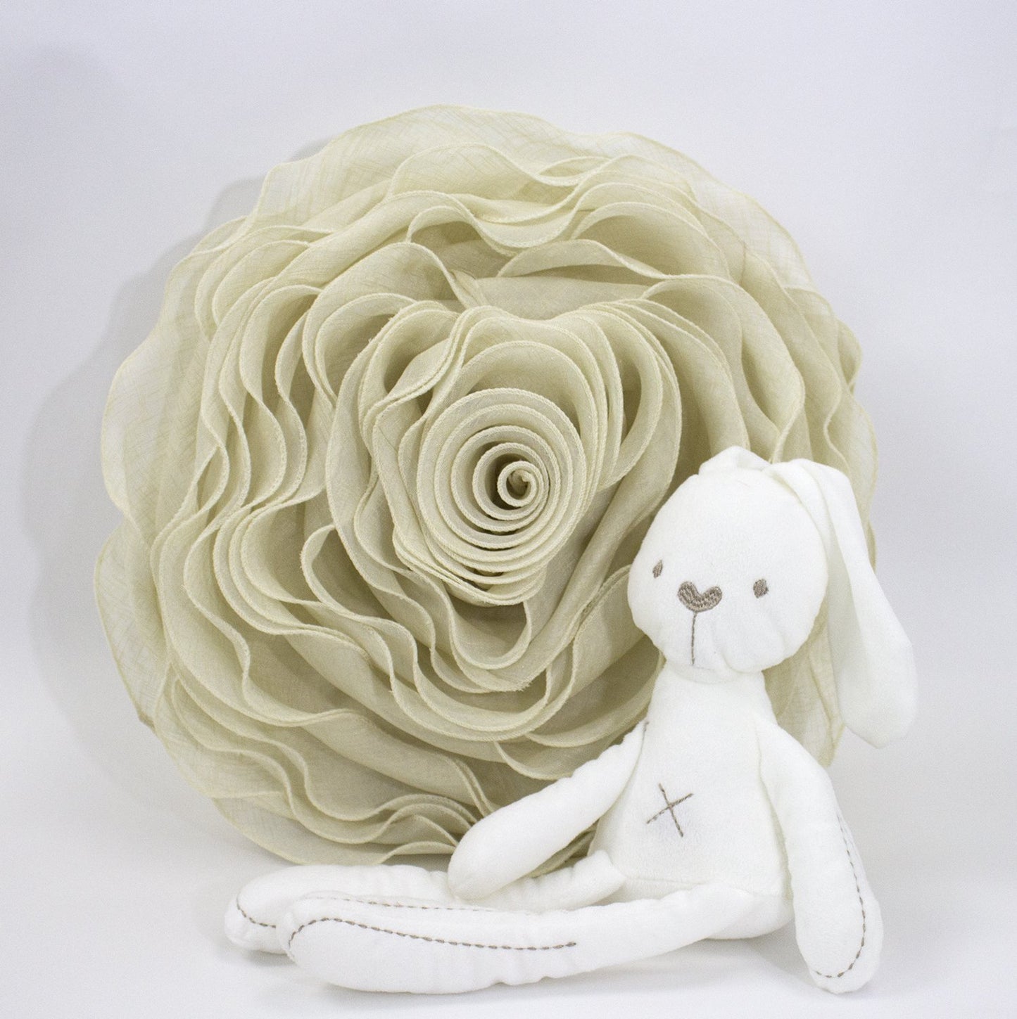 Fennco Styles Beautiful Handmade 3D Rose with Custom Made Fabric Decorative Throw Pillow 16" Round