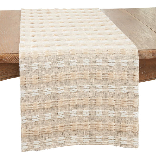 Fennco Styles Natural Woven Stripe Table Runner 16" W x 72" L - Handmade Design Table Cover for Home, Dining Room, Banquets, Family Gatherings and Special Occasions