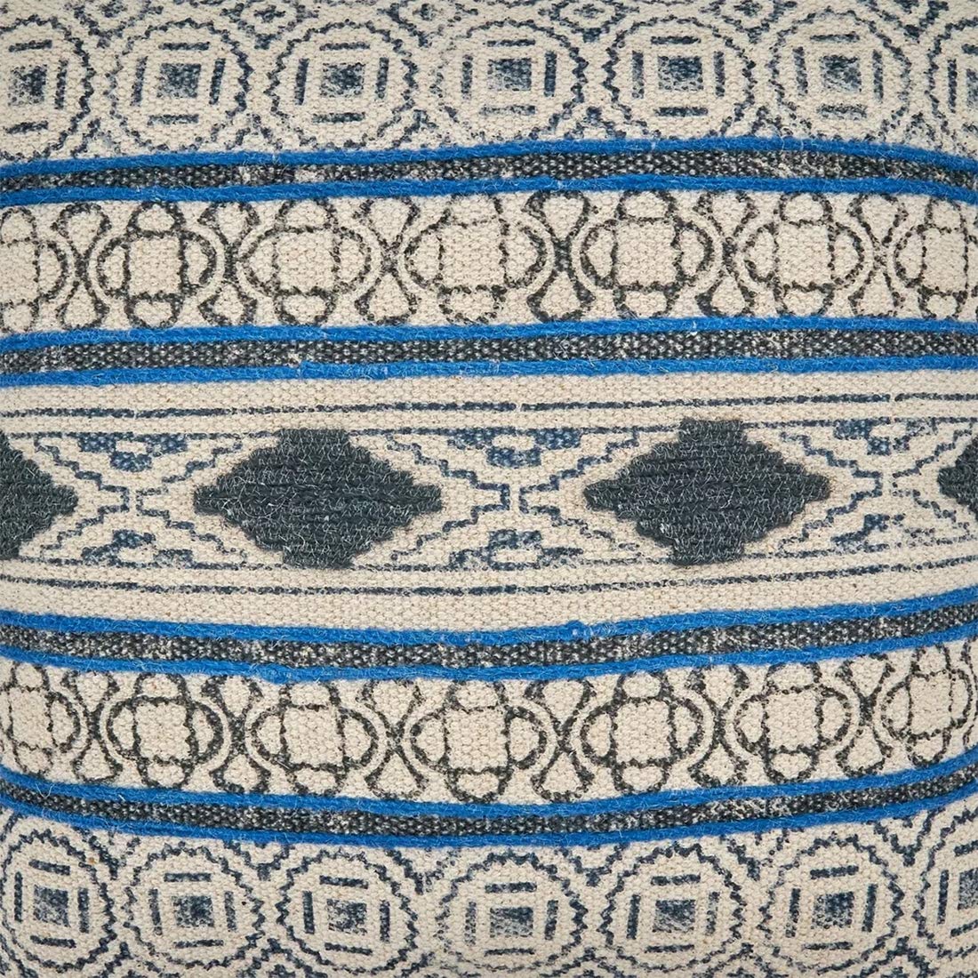 Fennco Styles Boho Rug Design Cotton Decorative Throw Pillow 20-Inch Square - Blue Geometric Cushion for Home, Couch, Living Room, Office and Bedroom Decor