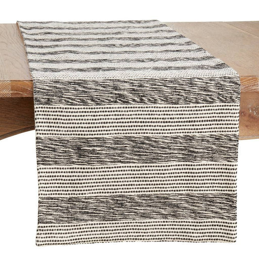 Fennco Styles Striped Design Cotton Table Runner 16" W x 72" L - Black & White Table Cover for Home Décor, Dining Table, Banquets, Family Gathering and Special Events
