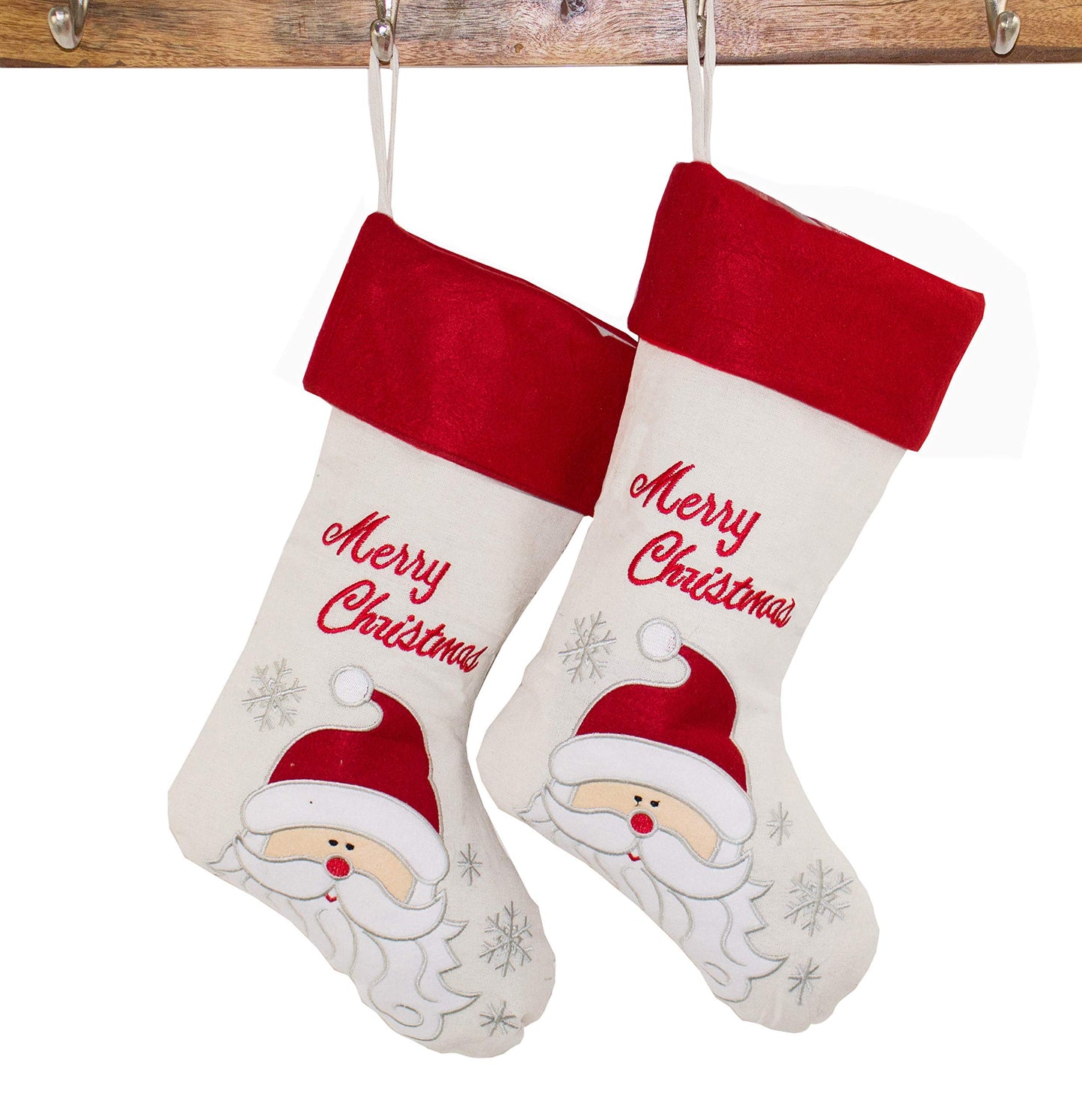 Fennco Styles Holiday Christmas Patterned Linen Hanging Stocking