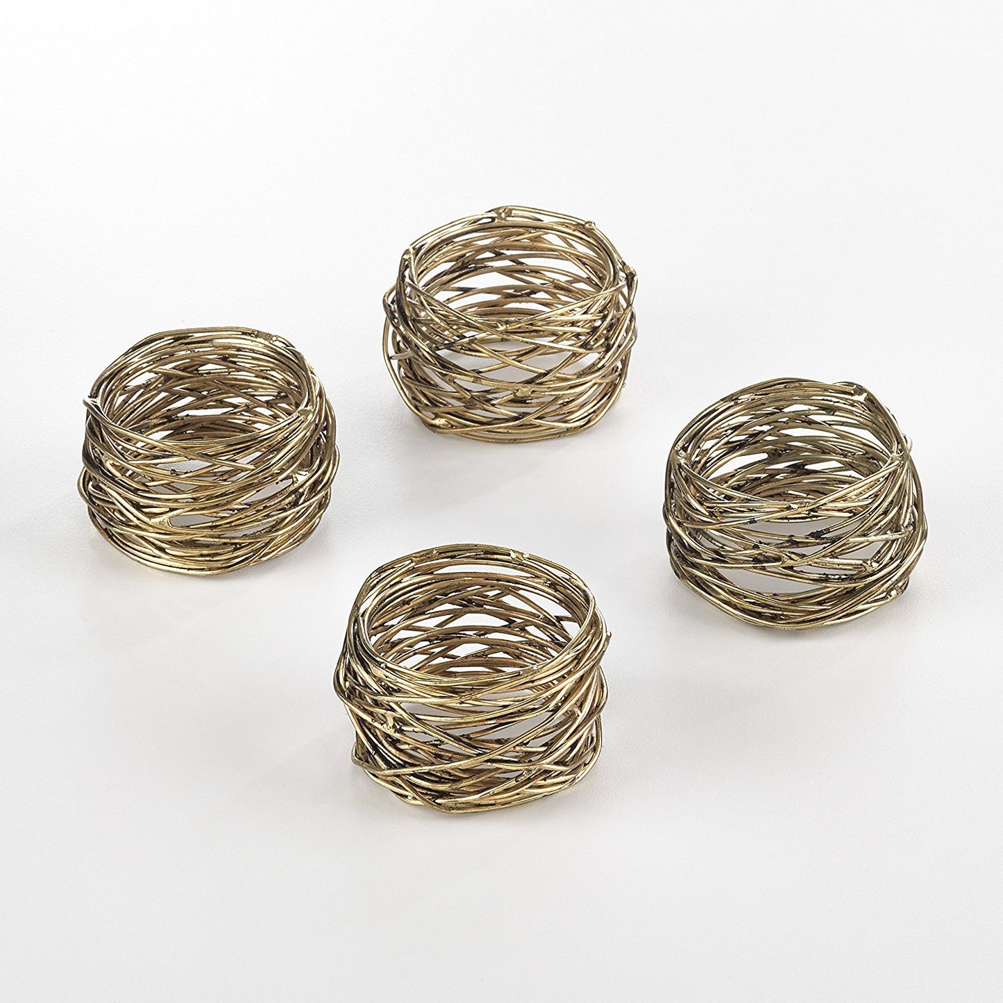 Fennco Styles Metal Design Napkin Rings - Sold Per 4 (Gold)