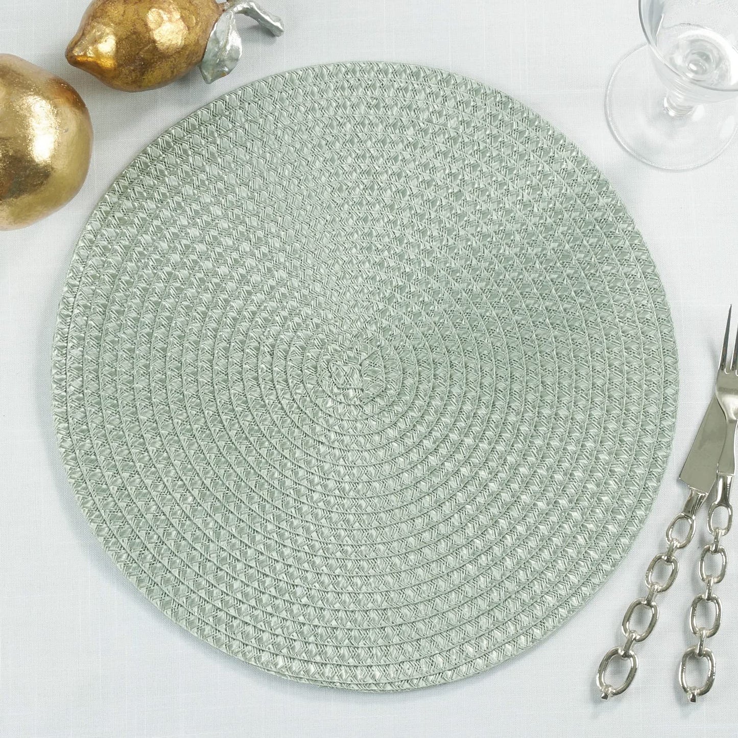Fennco Styles Modern Everyday Textured Placemats 15 Inches Round, Set of 4 – Black Woven Table Mats for Home, Dining Room Décor, Banquets, Indoor & Outdoor and Special Events