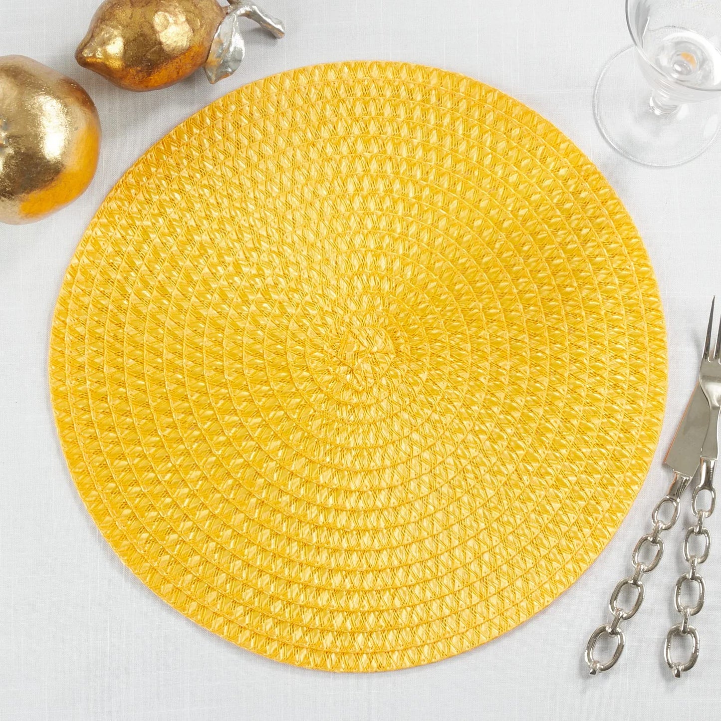 Fennco Styles Modern Everyday Textured Placemats 15 Inches Round, Set of 4 – Black Woven Table Mats for Home, Dining Room Décor, Banquets, Indoor & Outdoor and Special Events
