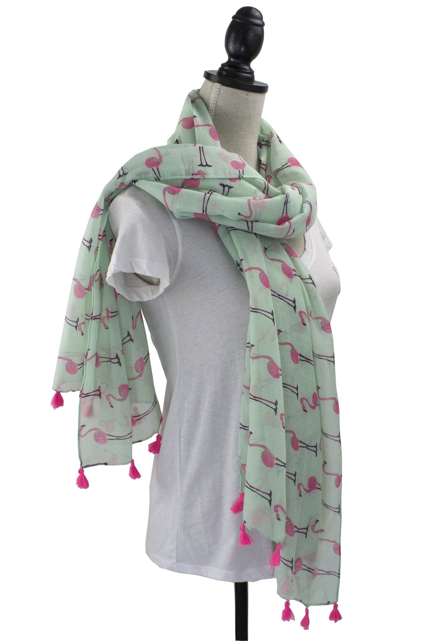 stylesilove Lightweight Womens Flamingo Tassels Soft Cotton Scarf Shawl