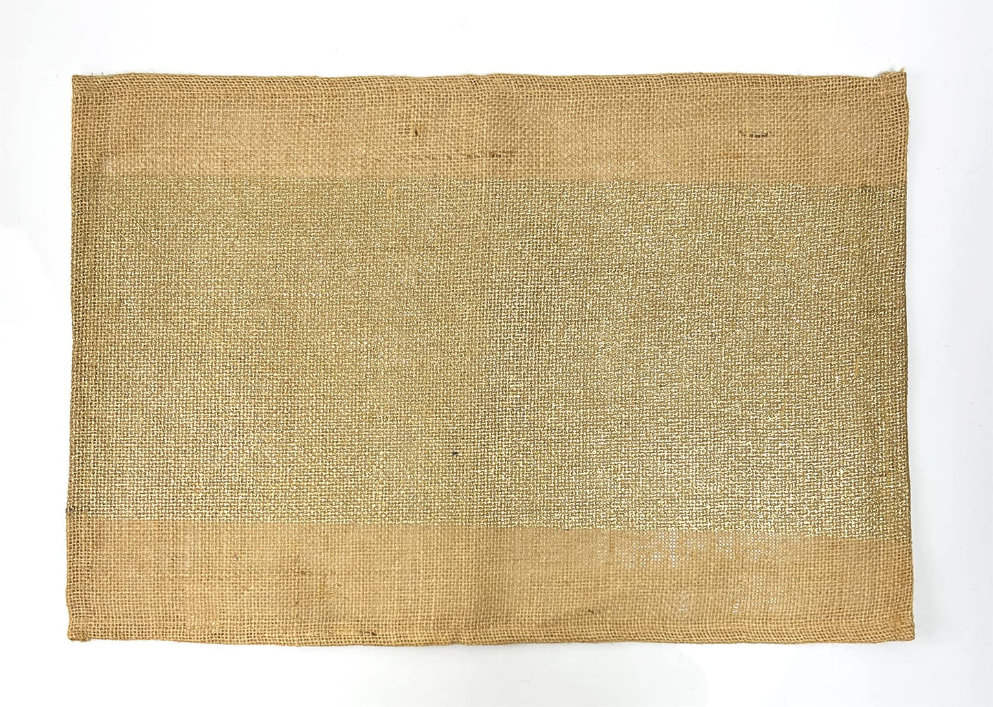 Fennco Styles Metallic Banded Foil Design Burlap Jute Placemats 13" W x 19" L, Set of 4 - Natural Table Mats for Home, Dining Table, Banquets, Holidays and Special Events