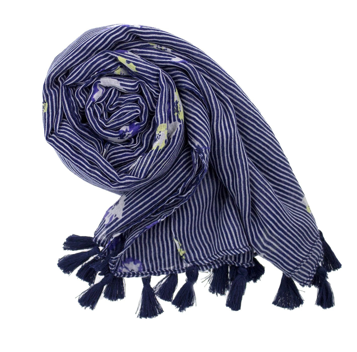 stylesilove Women Cozy Tassels Oblong Cotton Scarf Lightweight Shawls Wrap