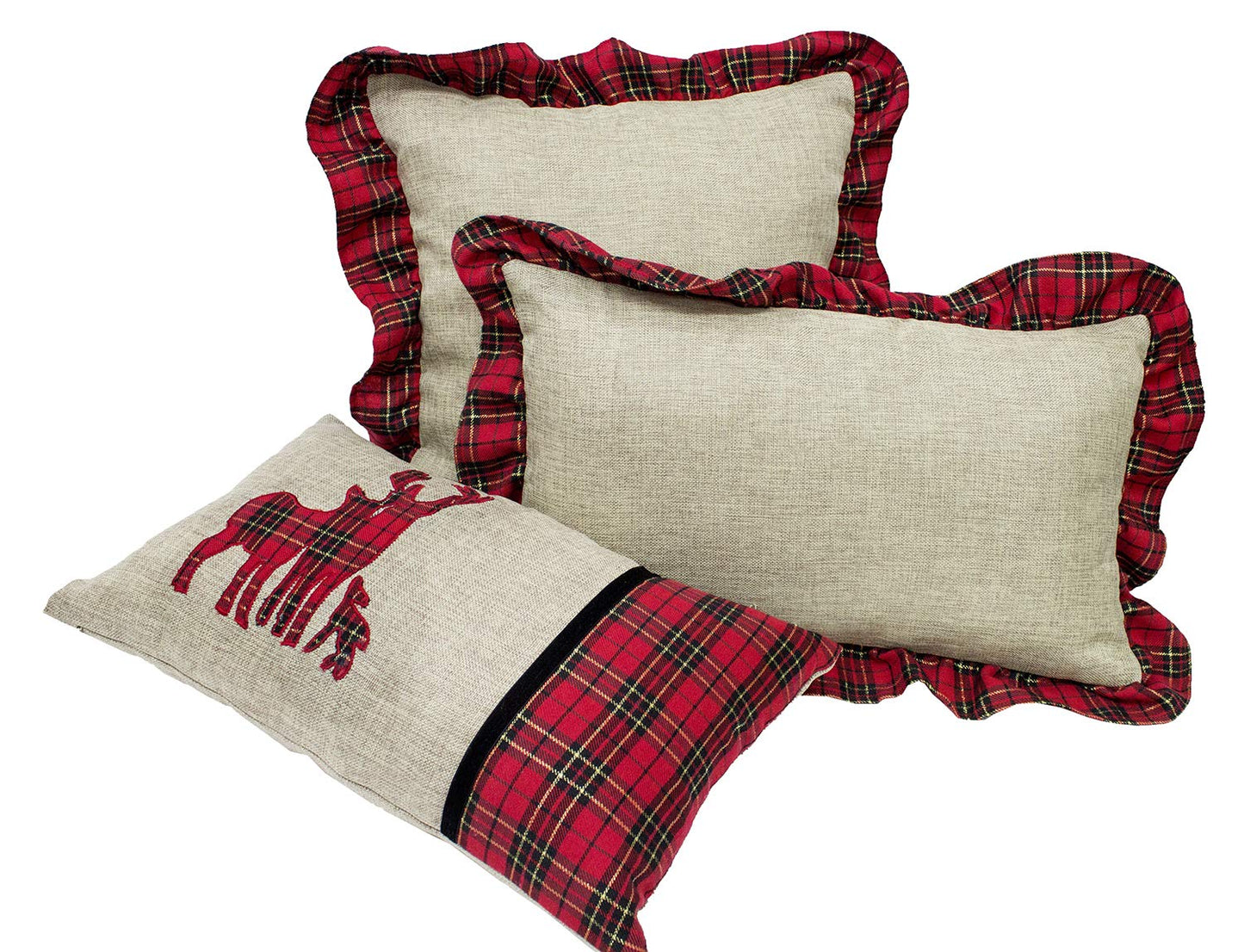 Fennco Styles Holiday Deer Tartan Plaid Christmas Decorative Filled Throw Pillow