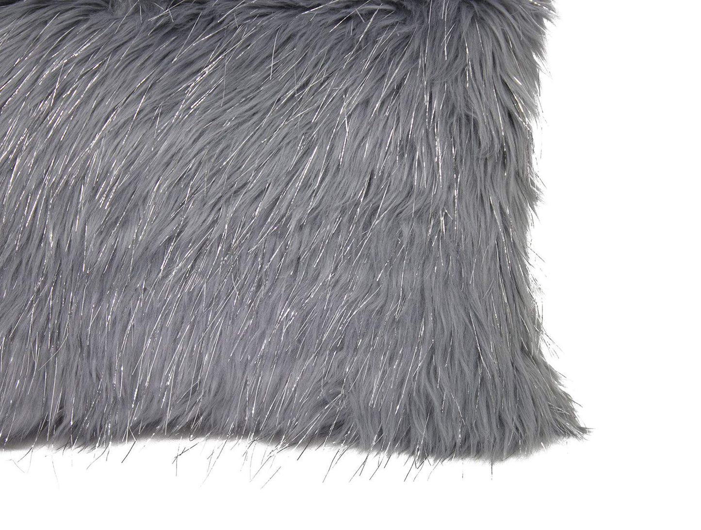 Fennco Styles Holiday Christmas Decorative Exquisite Faux Fur with Silver Metallic Thread Throw Pillow - 2 Colors