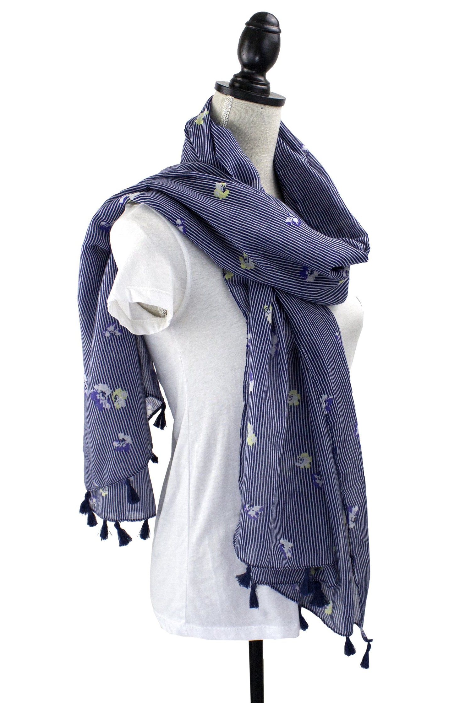stylesilove Women Cozy Tassels Oblong Cotton Scarf Lightweight Shawls Wrap