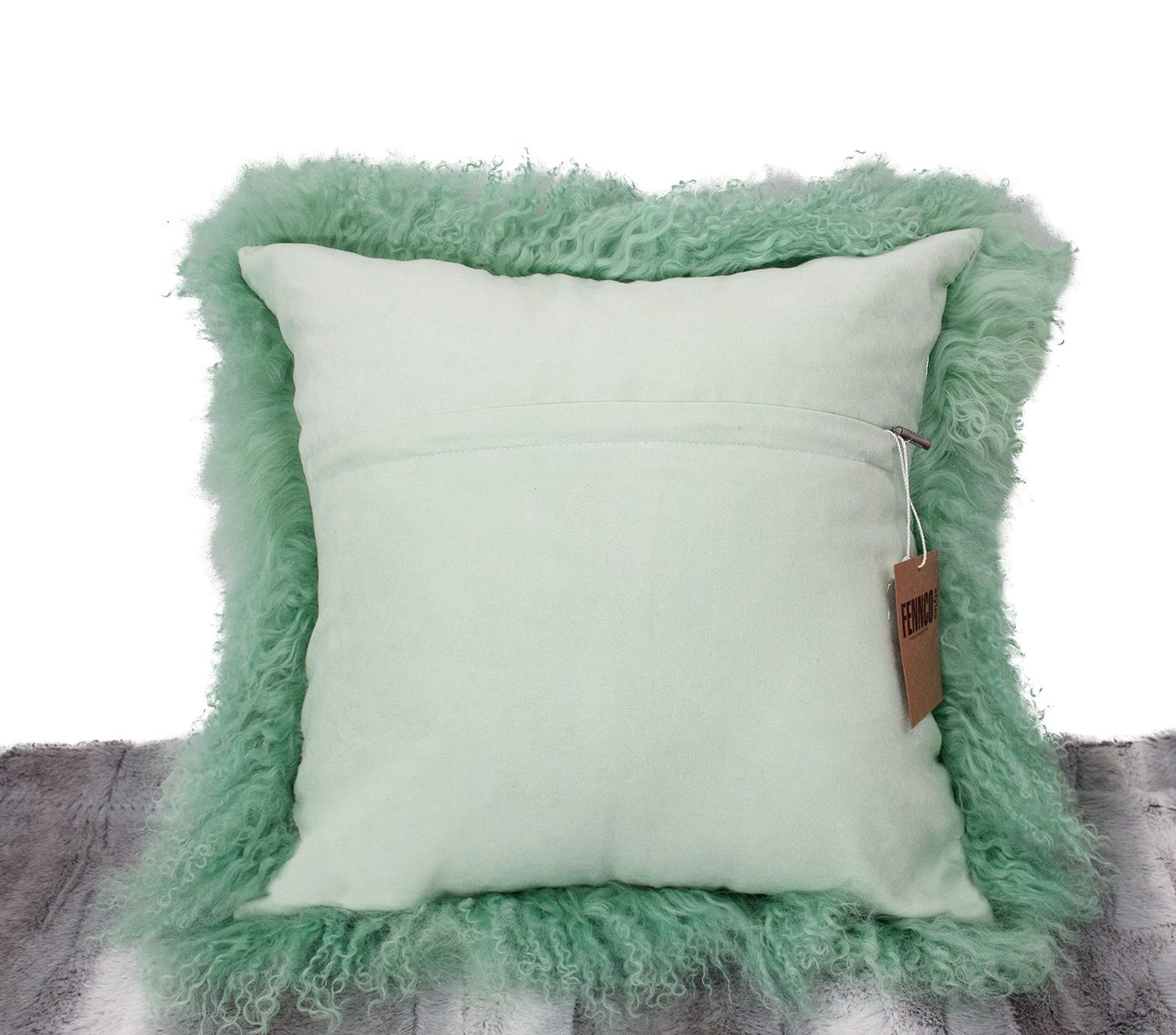 Fennco Styles Geniune Mongolian Lamb Fur Throw Pillow (Mint, 20"x20" Pillow)