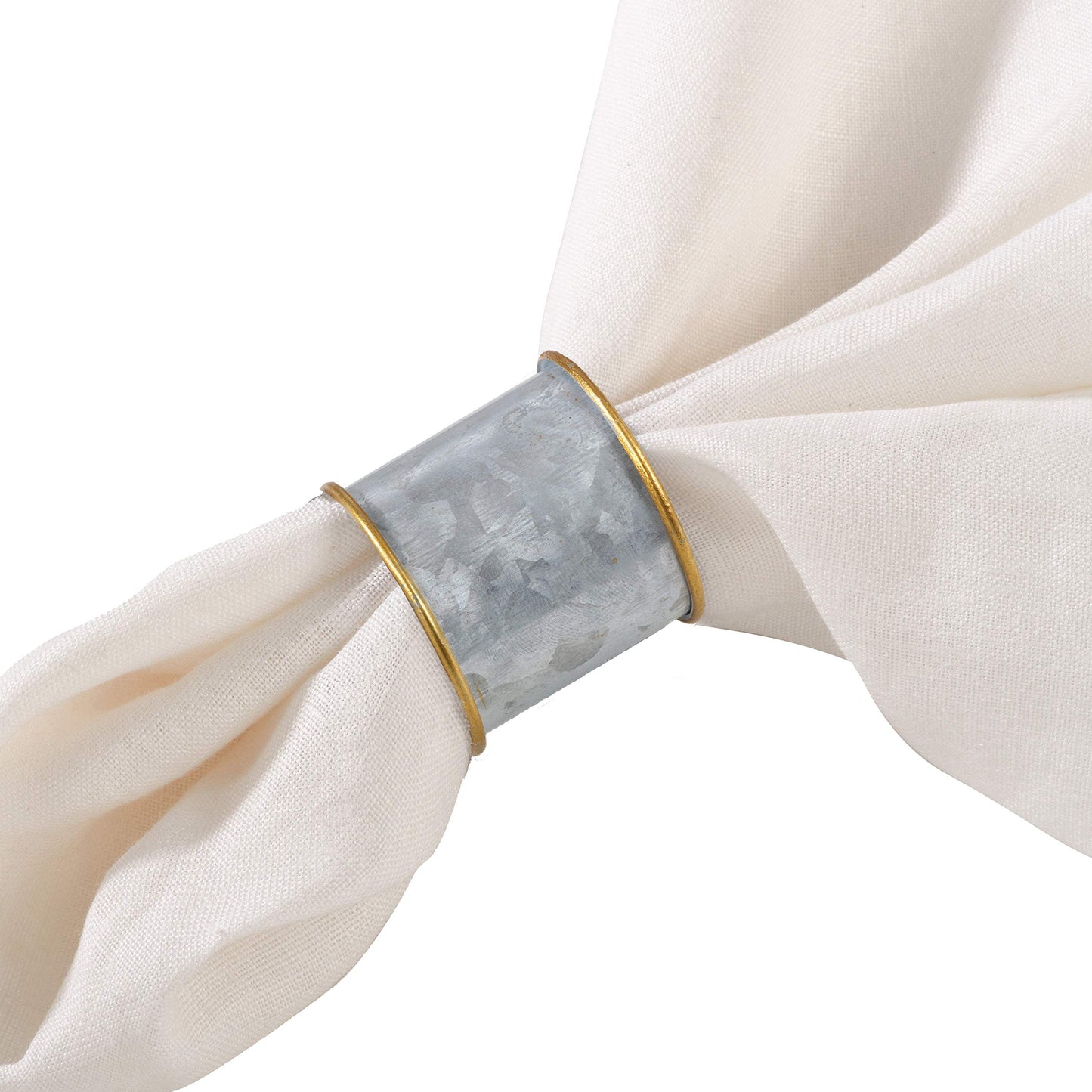 Fennco Styles Sousplat Collection Farmhouse Galvanized Metal Napkin Rings, Set of 4 – Silver Napkin Rings for Banquets, Family Dinners, Special Events and Table Décor