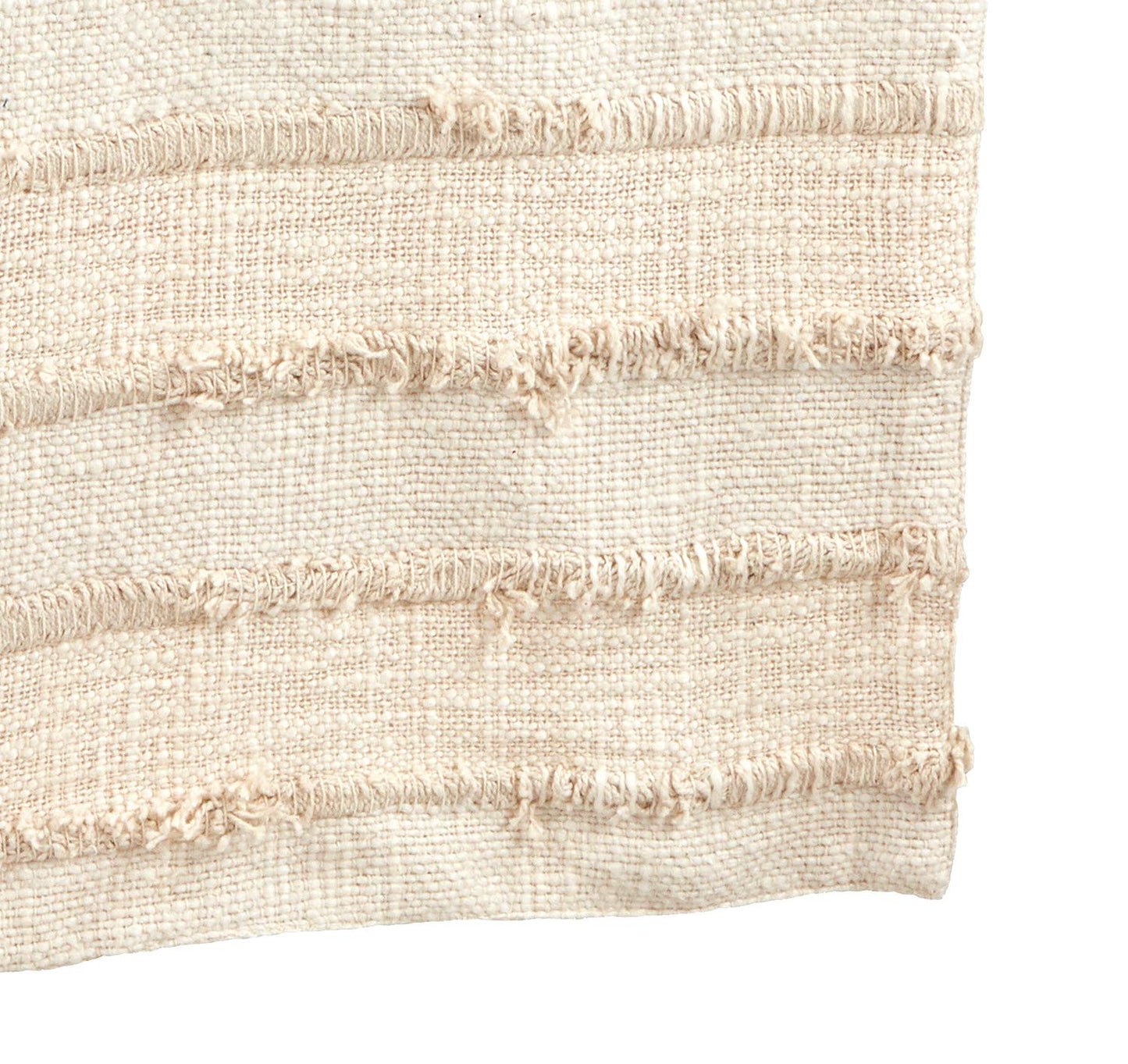 Fennco Styles Michonne Collection Cottage Stripe Patched Fringe 16 x 72 Inch Table Runner – Ivory Table Runner for Banquets, Family Gather, Special Events and Home Décor …