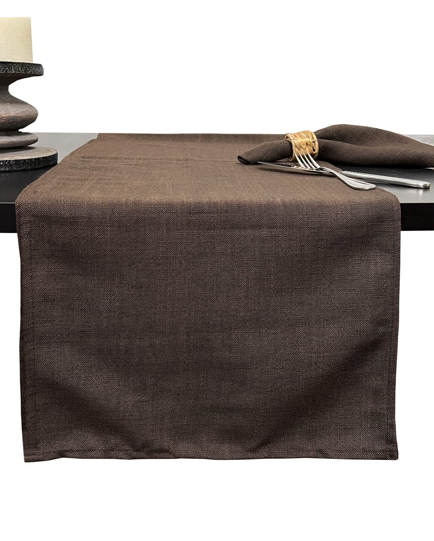 Fennco Styles Everyday Design Solid Color Table Runner 16" W x 54" L - Natural Table Cover for Home, Farmhouse Décor, Banquets, Family Gathering and Special Occasion