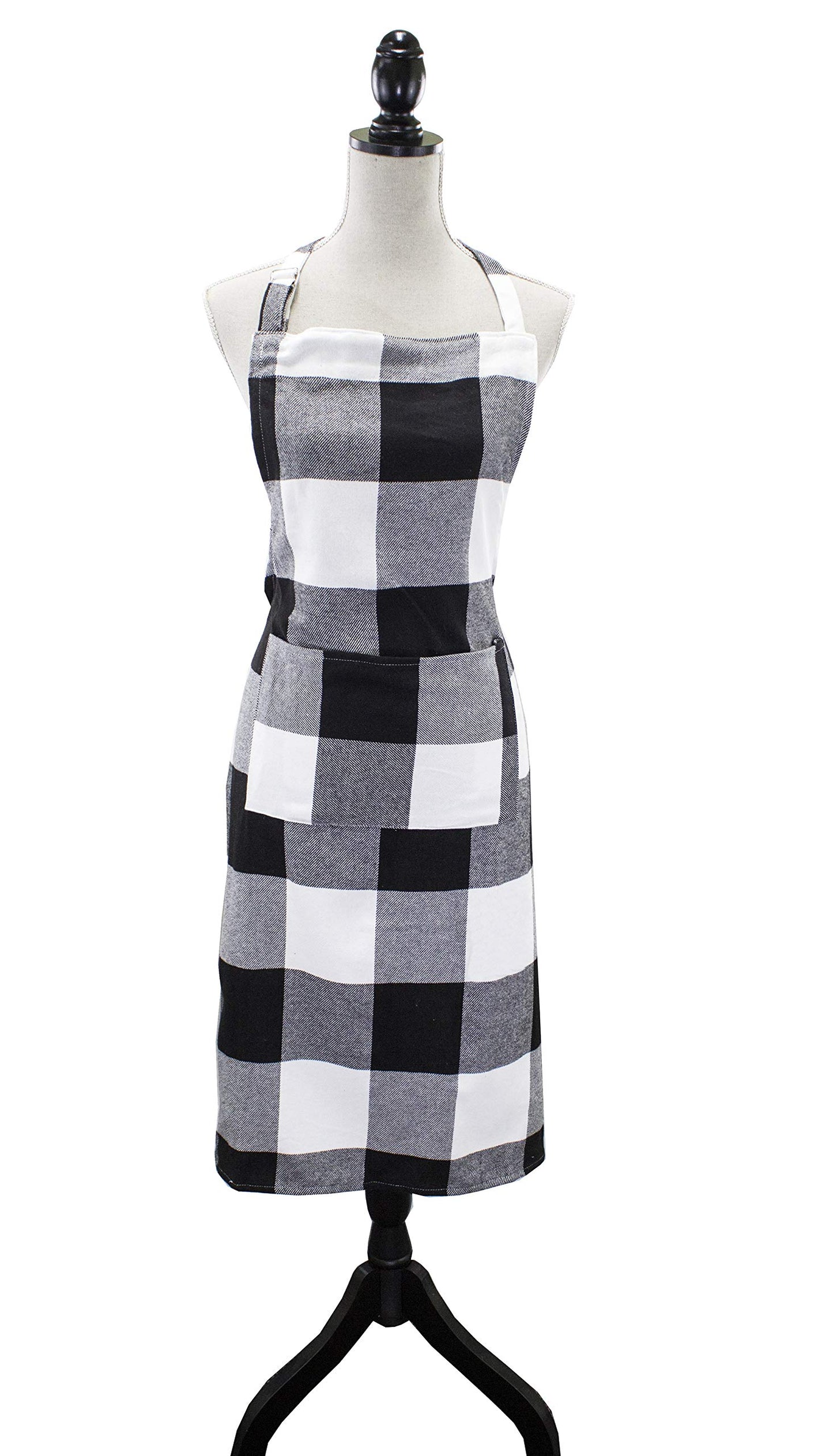 Fennco Styles Black and White Buffalo Check Plaid Cotton Kitchen Home Apron (24" x 36")