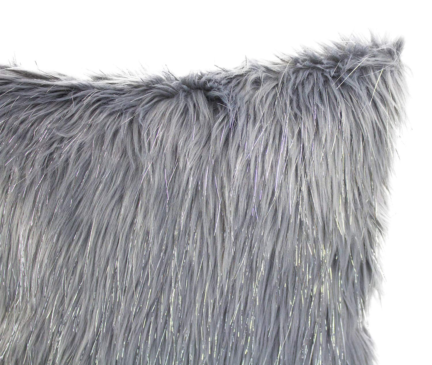 Fennco Styles Holiday Christmas Decorative Exquisite Faux Fur with Silver Metallic Thread Throw Pillow - 2 Colors