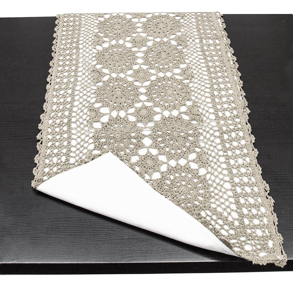 Fennco Styles Handmade Crochet Mandala Cotton Rectangular Table Runner - Vintage Table Cover for Home, Dining Room, Holidays, Family Gatherings, Banquets and Special Occasions