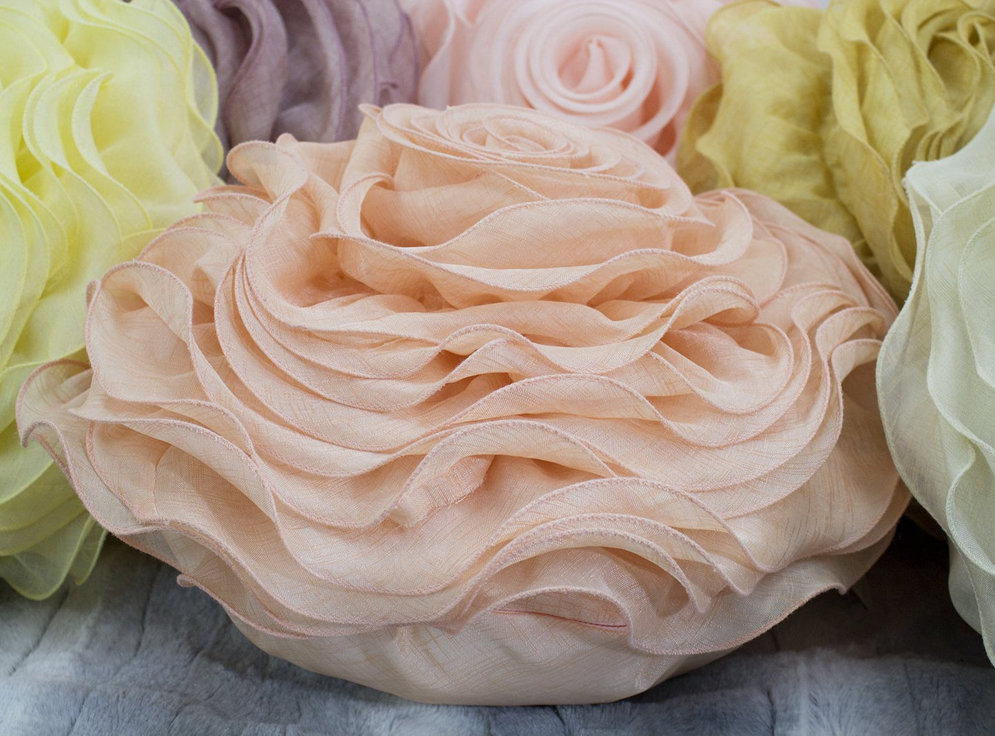 Fennco Styles Beautiful Handmade 3D Rose with Custom Made Fabric Decorative Throw Pillow 16" Round