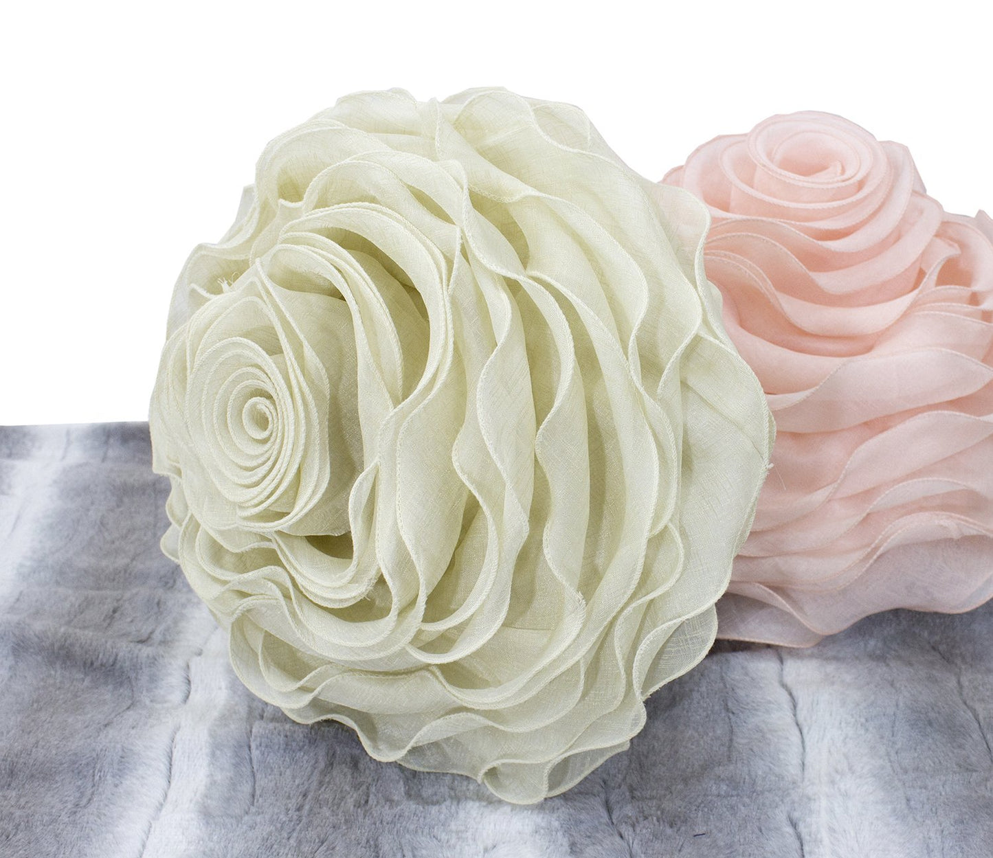 Fennco Styles Beautiful Handmade 3D Rose with Custom Made Fabric Decorative Throw Pillow 16" Round