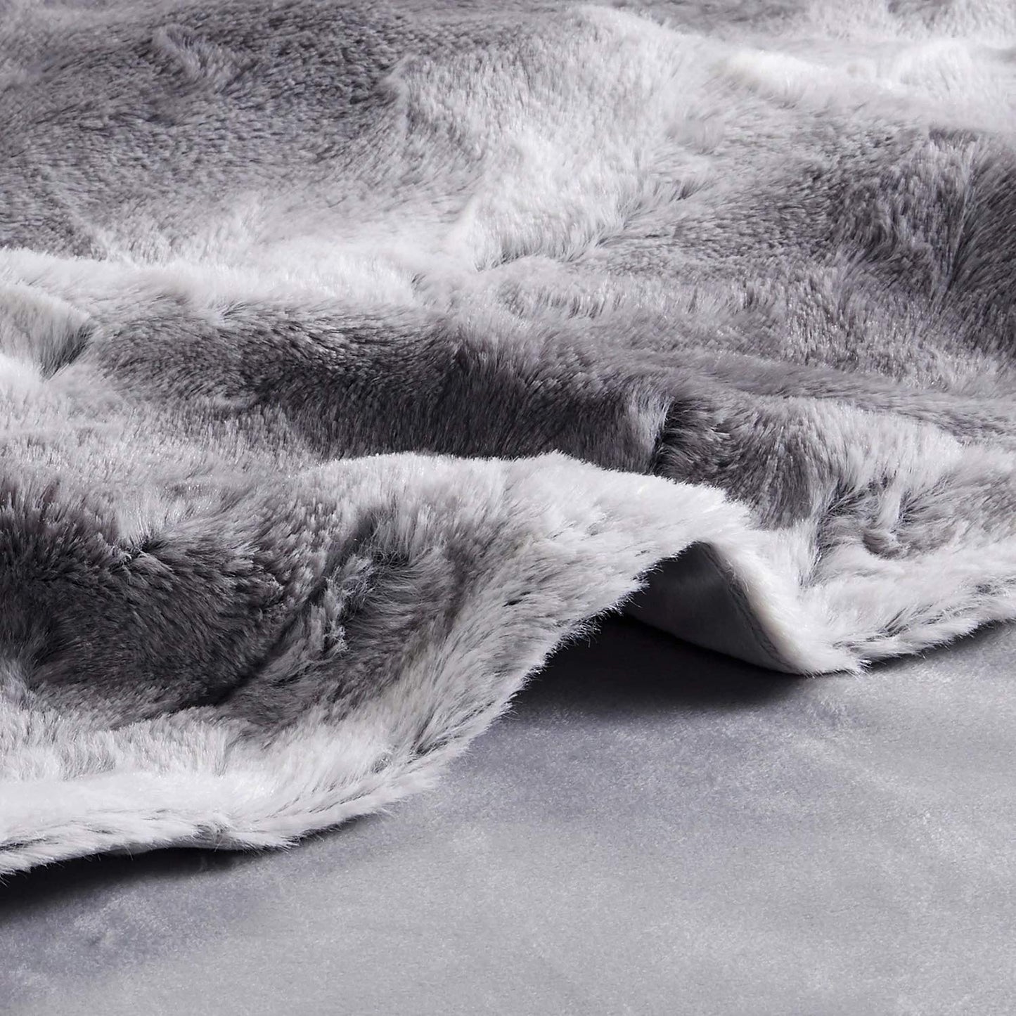 Fennco Styles Wilma Collection Country Faux Rabbit Fur Palette 50 x 60 Inch Throw Throw – Grey Throw Blanket for Couch, Bedroom and Living Room Décor