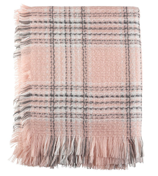 Fennco Styles Checkered Handmade Crochet Rattle Soft Ultra Plush Cozy Warm Throw Blanket - 50" W x 60" L