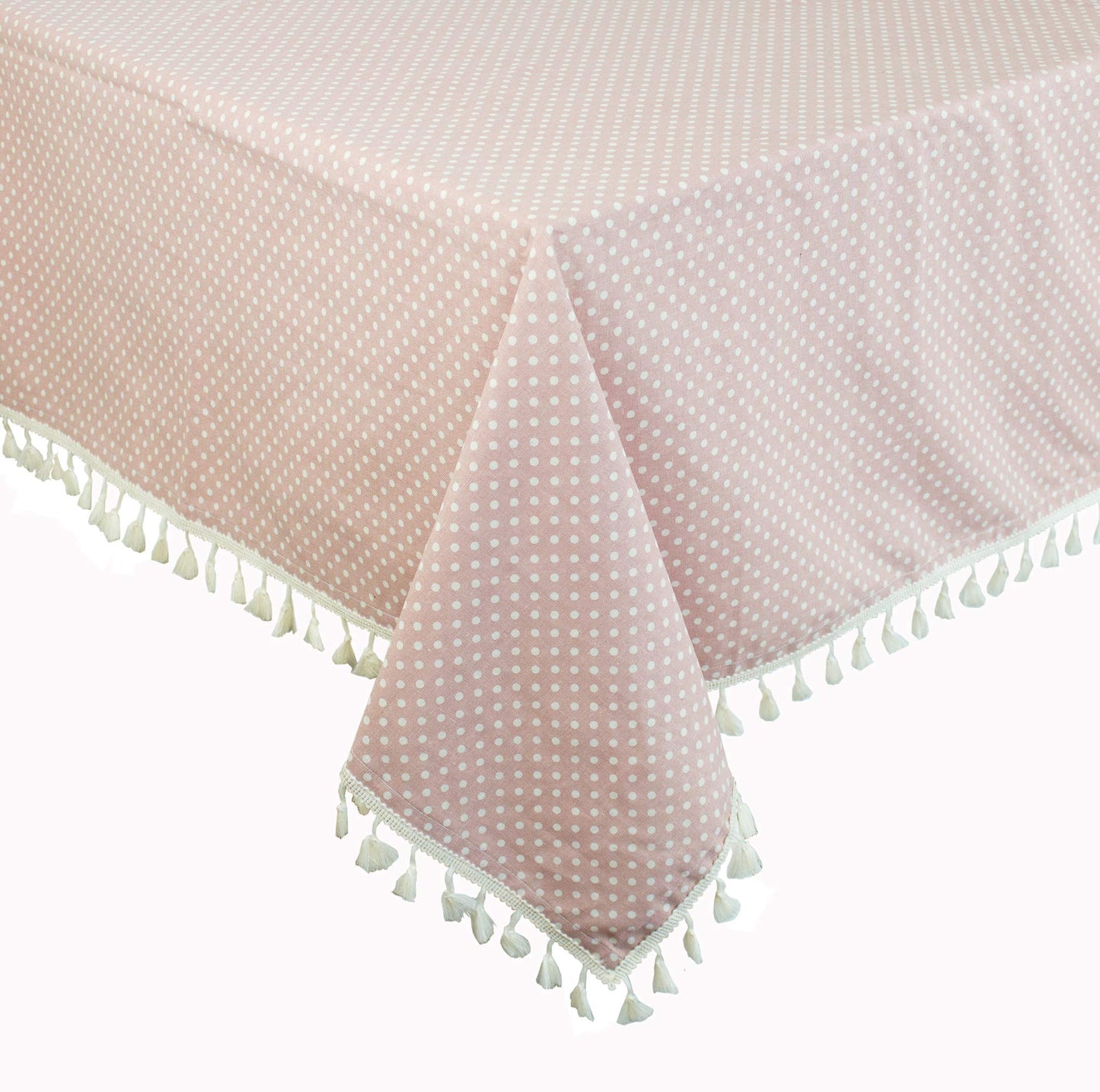 Fennco Styles Simply Striped Tassel Cotton Blend 55 x 55 Inch Tablecloth - Green Table Cover for Banquets, Holiday, Special Events, Outdoor and Home Décor