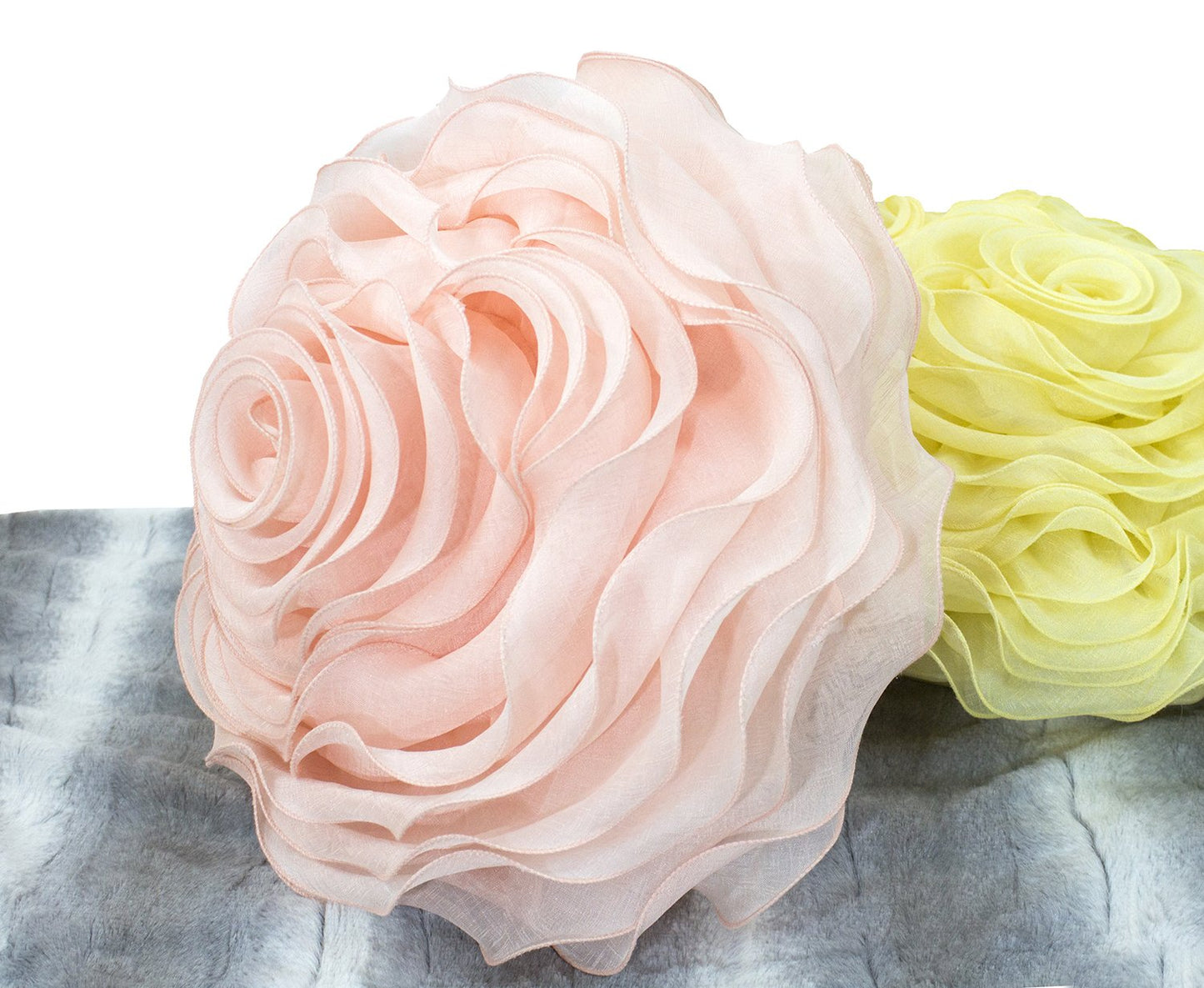 Fennco Styles Beautiful Handmade 3D Rose with Custom Made Fabric Decorative Throw Pillow 16" Round