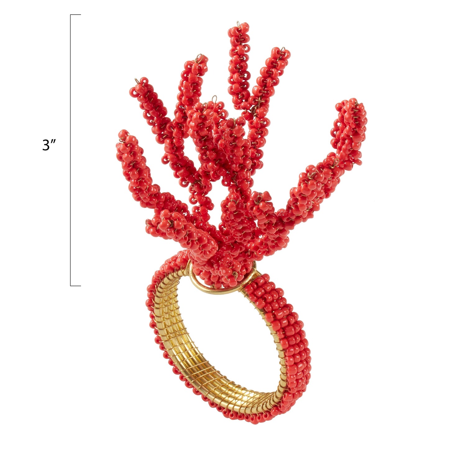 Fennco Styles Beaded Coral Dinner Napkin Rings - Set of 4