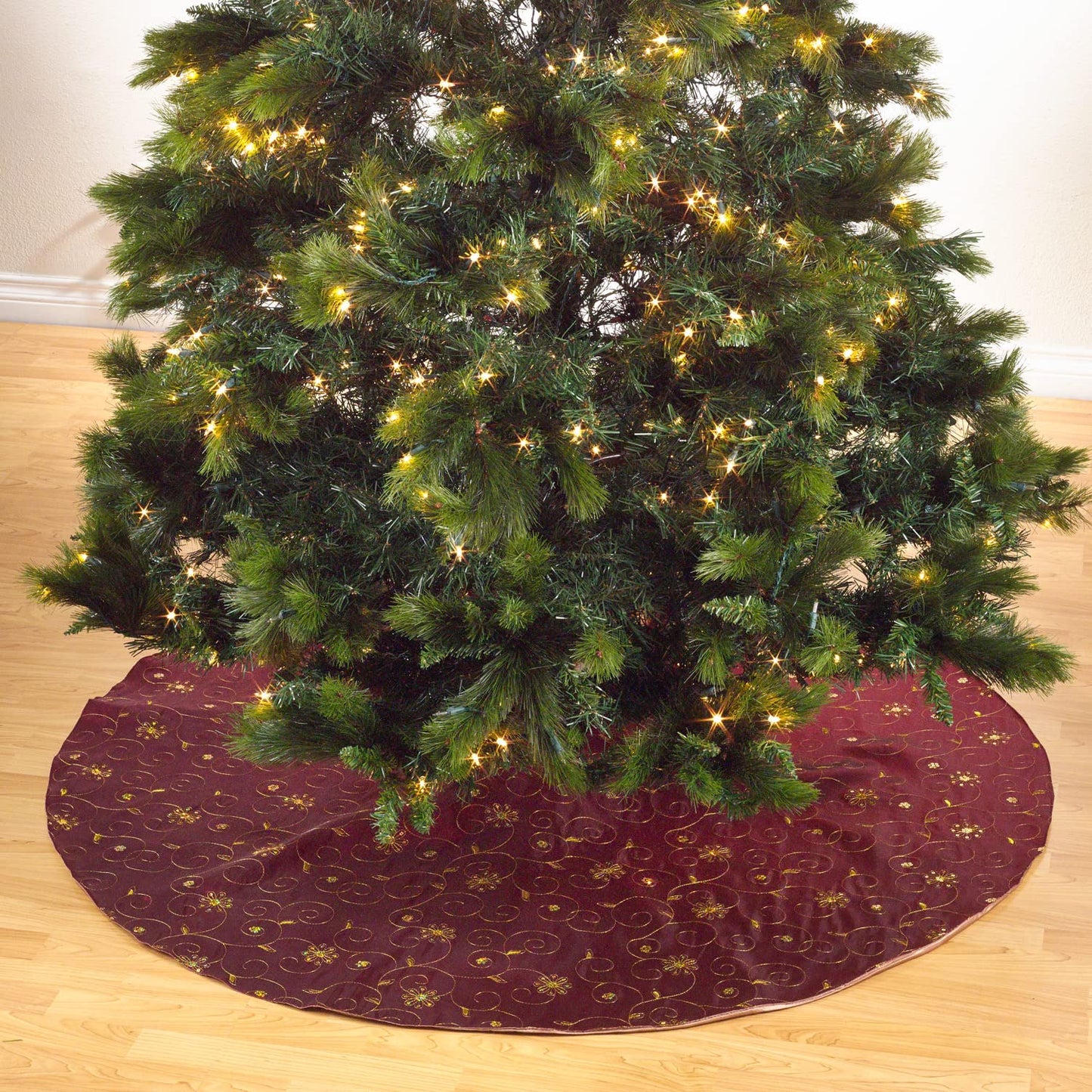 Fennco Styles Sequins Burgundy 54" Tree Skirt