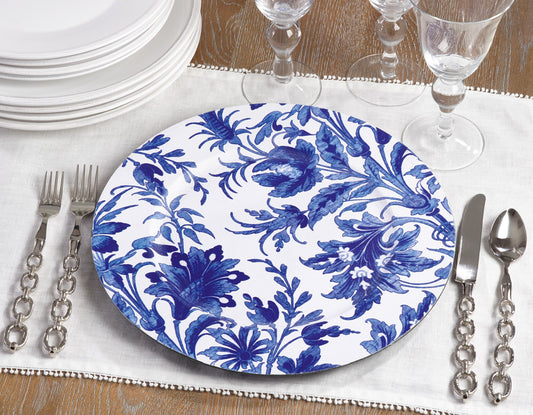 Fennco Styles Decoraitve Garden Flower Print 14" Charger Plates - Set of 4