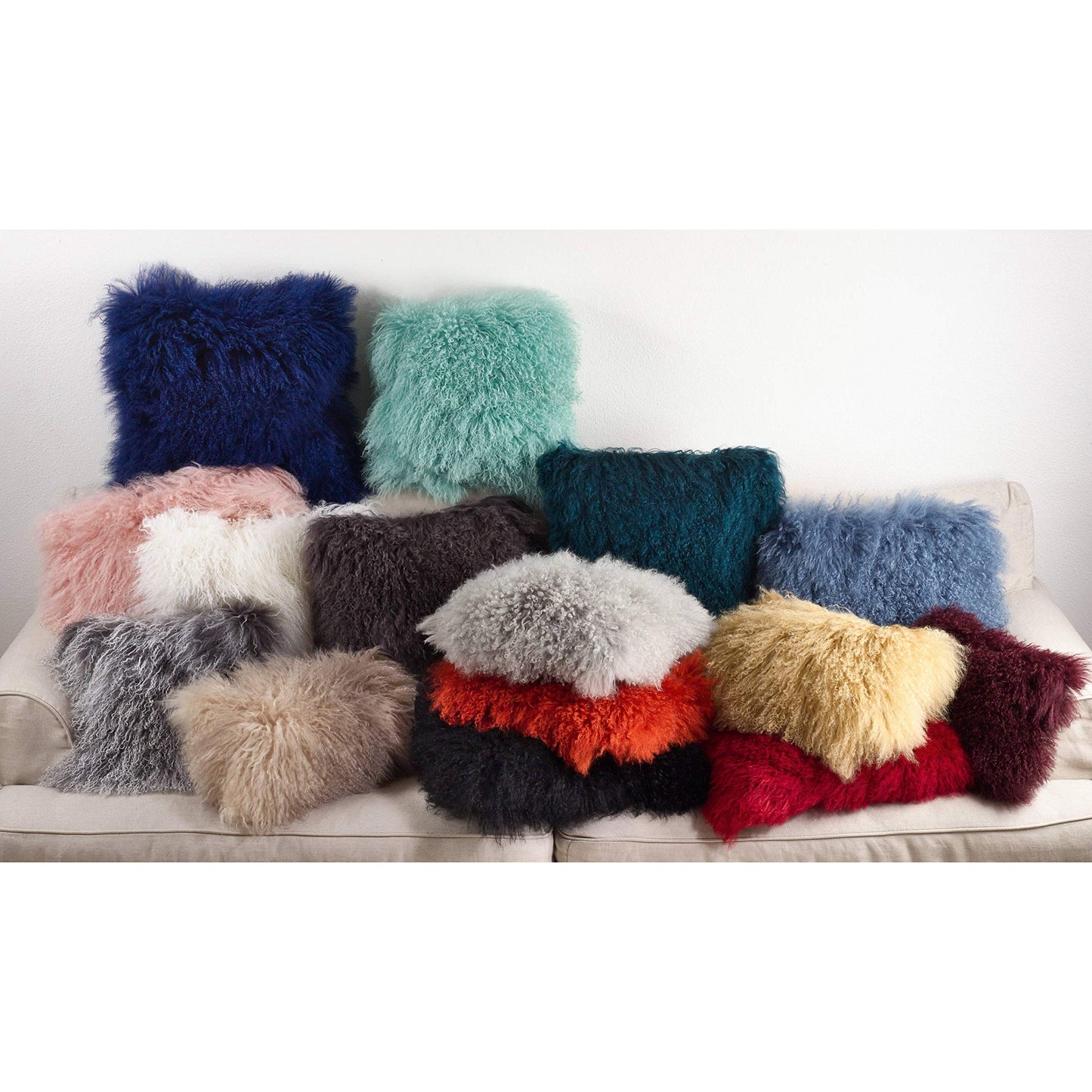 Fennco Styles Genuine Mongolian Lamb Fur Decorative Filled Throw Pillow - Soft Plush Wool Accent Pillow for Home, Couch, Living Room, Office and Holiday Décor
