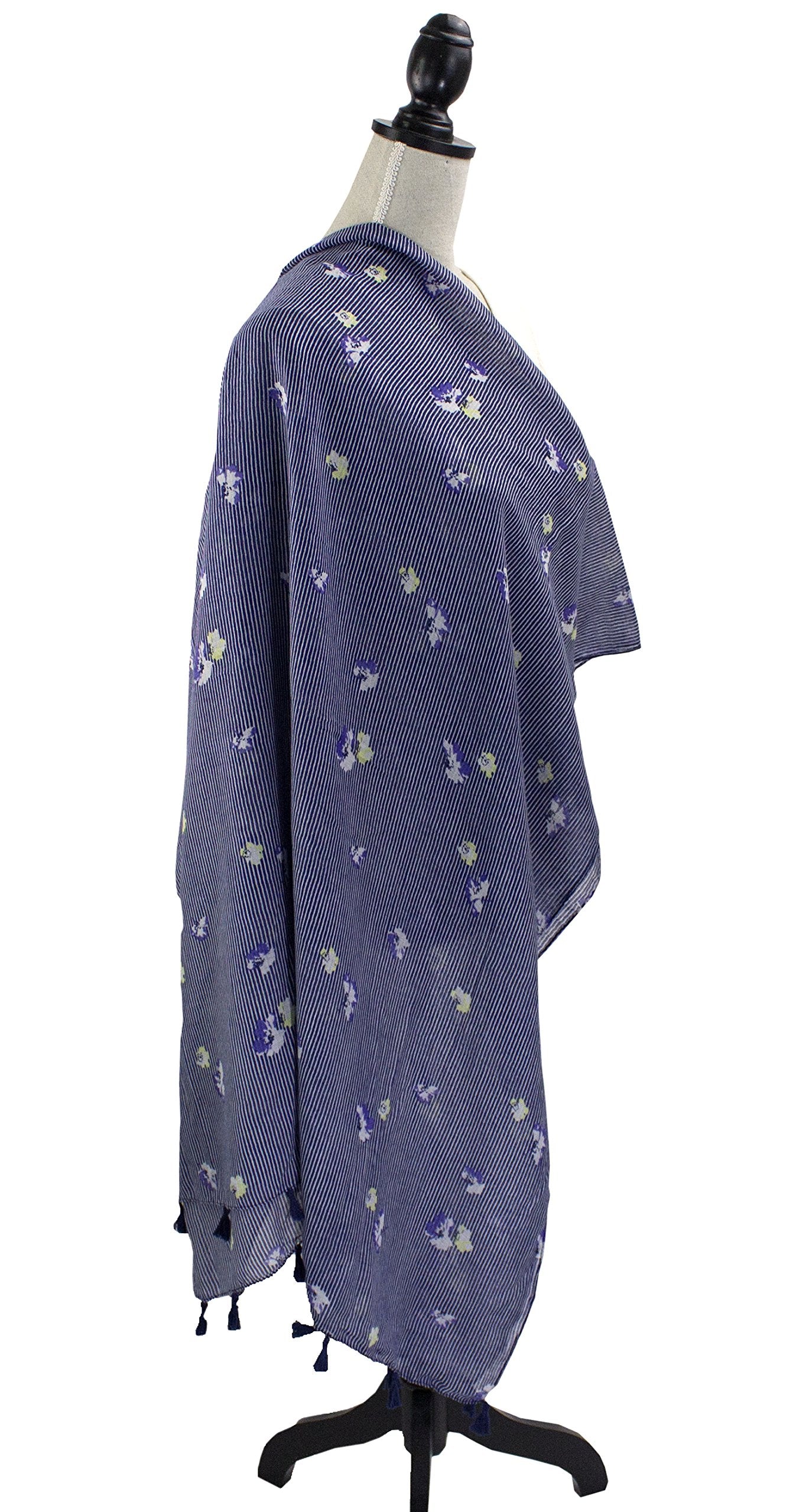 stylesilove Women Cozy Tassels Oblong Cotton Scarf Lightweight Shawls Wrap