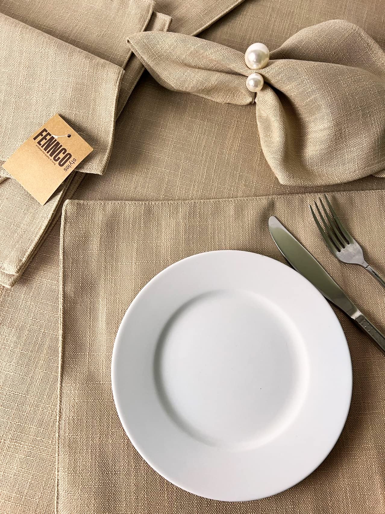 Fennco Styles Everyday Design Solid Color Table Runner 16" W x 54" L - Natural Table Cover for Home, Farmhouse Décor, Banquets, Family Gathering and Special Occasion