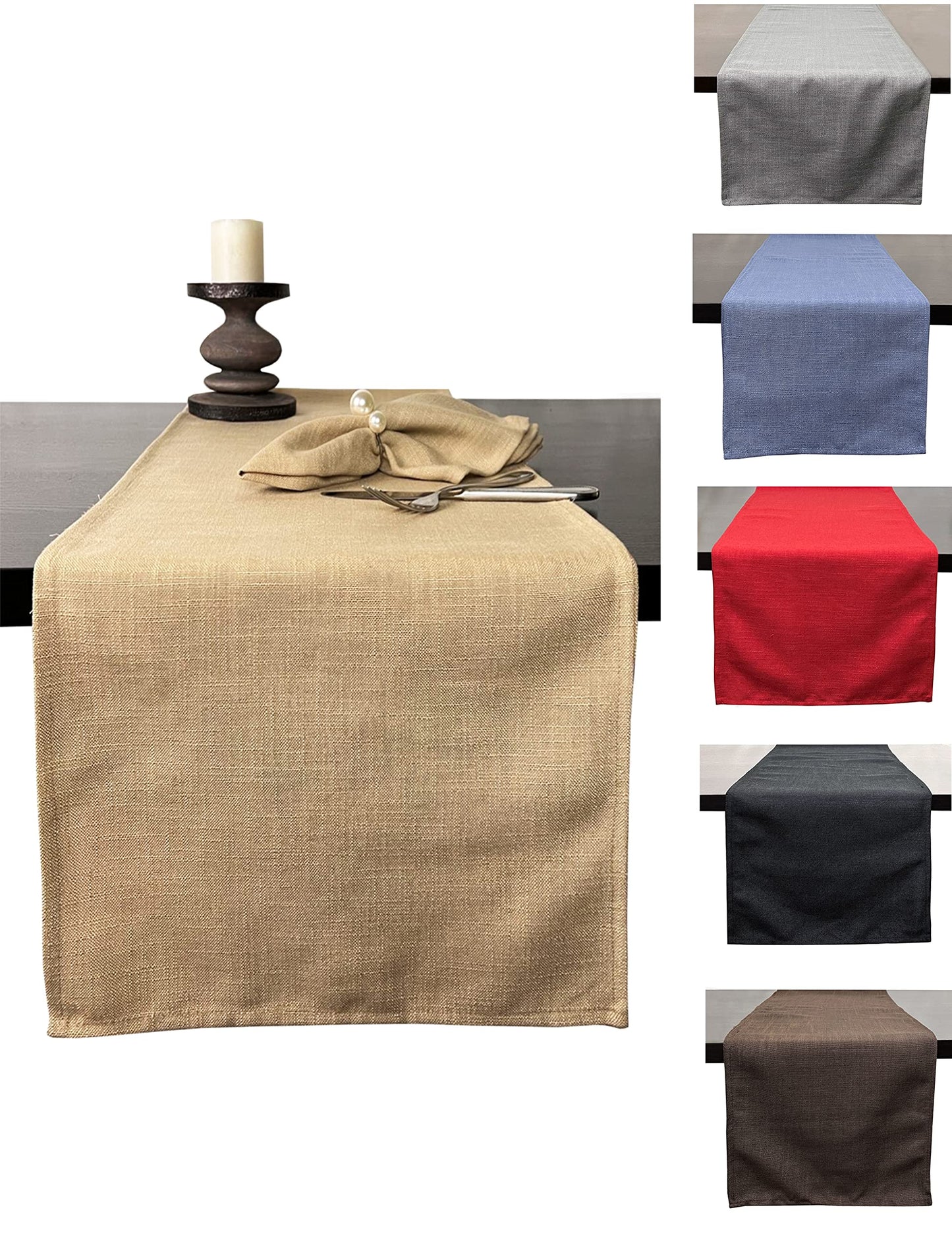 Fennco Styles Everyday Design Solid Color Table Runner 16" W x 54" L - Natural Table Cover for Home, Farmhouse Décor, Banquets, Family Gathering and Special Occasion