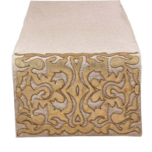 Fennco Styles Stunning Applique and Hand Beaded Design Table Runner - 16" X 72"