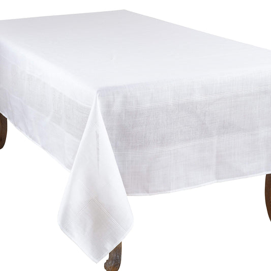 Fennco Styles Holiday Drawn Work Thread Design Tablecloth - 2 Colors (White, 72"x72" Tablecloth)