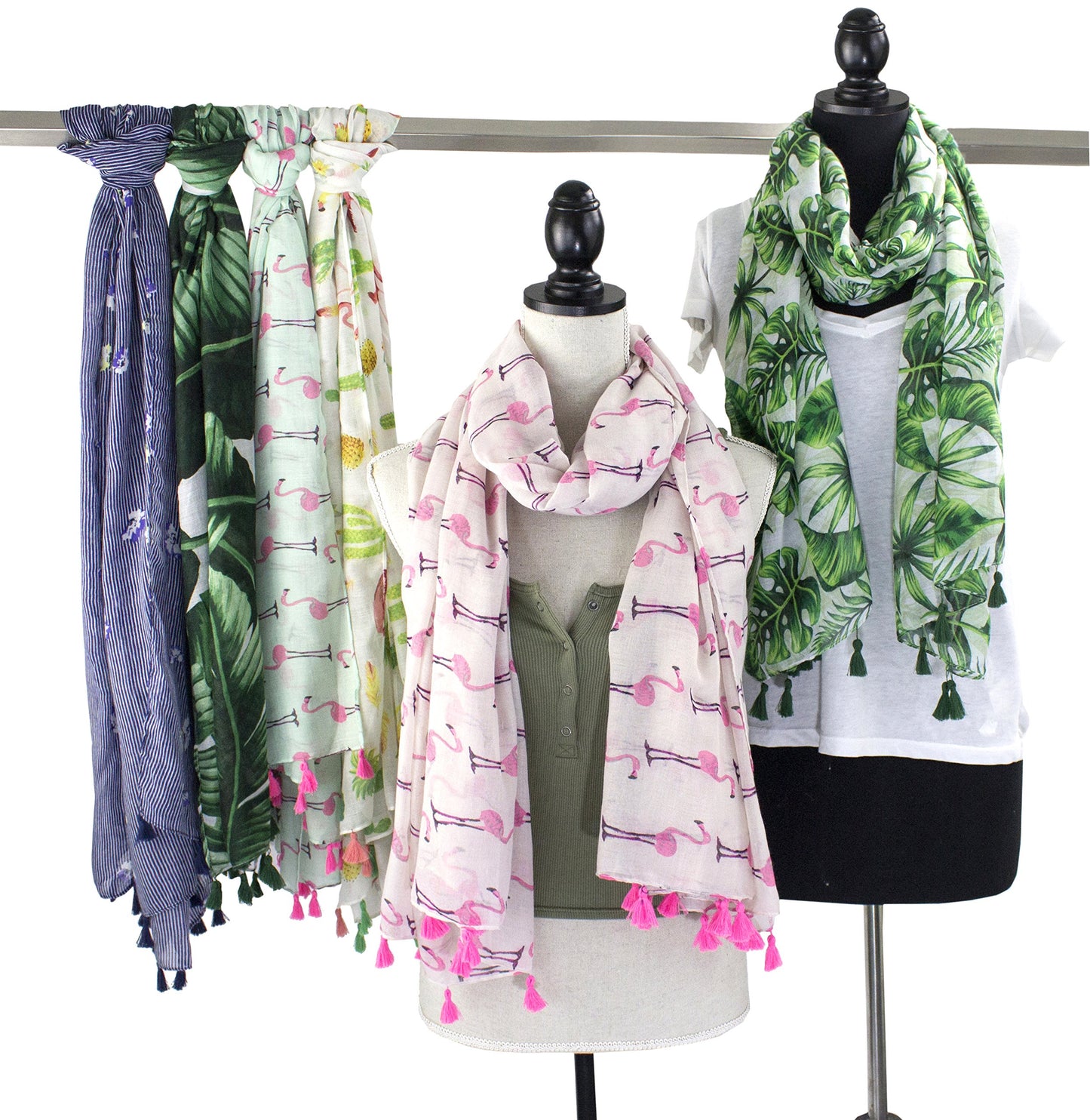 stylesilove Women Cozy Tassels Oblong Cotton Scarf Lightweight Shawls Wrap
