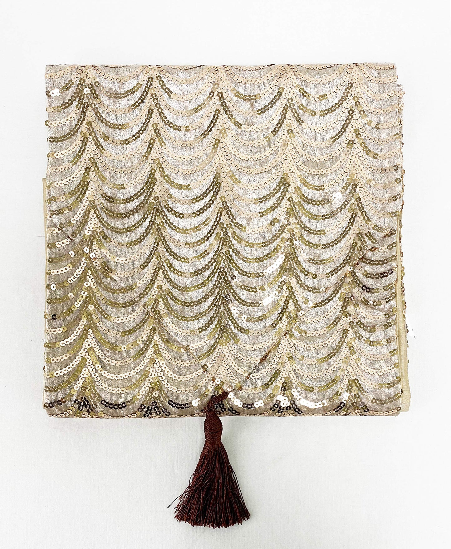 Fennco Styles Elegant Handmade Sequin Velvet Shiny Decorative Table Runner 13 x 72 Inch (Gold)