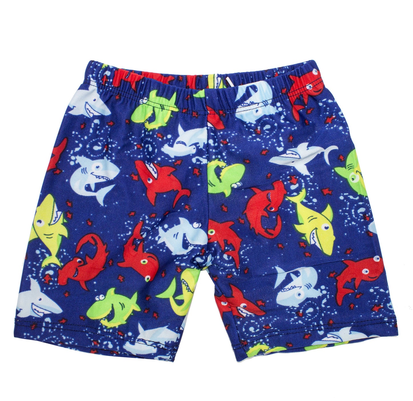 stylesilove Kids Boy Cartoon Dinosaur Shark Rashguard Top & Swim Shorts with Hat 3 pcs Set