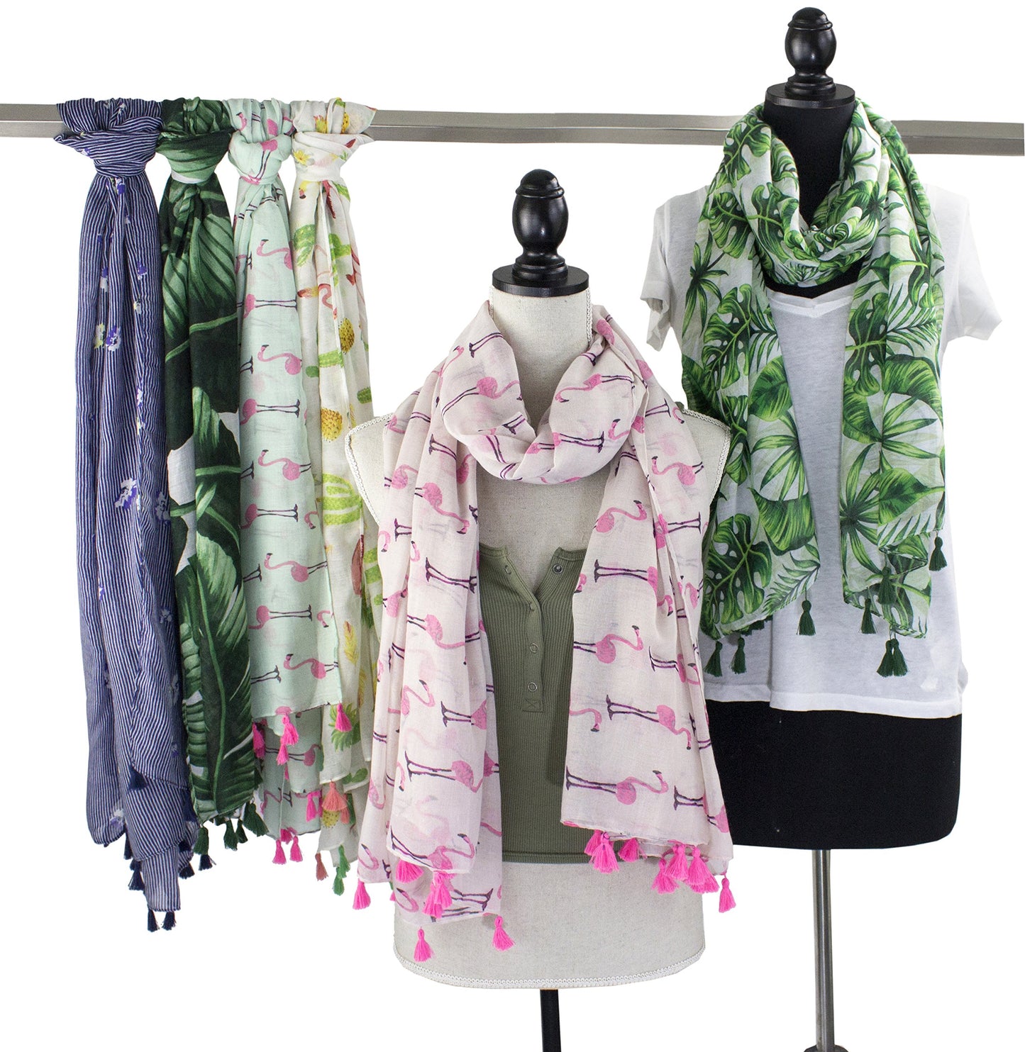 stylesilove Women Cozy Tassels Oblong Cotton Scarf Lightweight Shawls Wrap