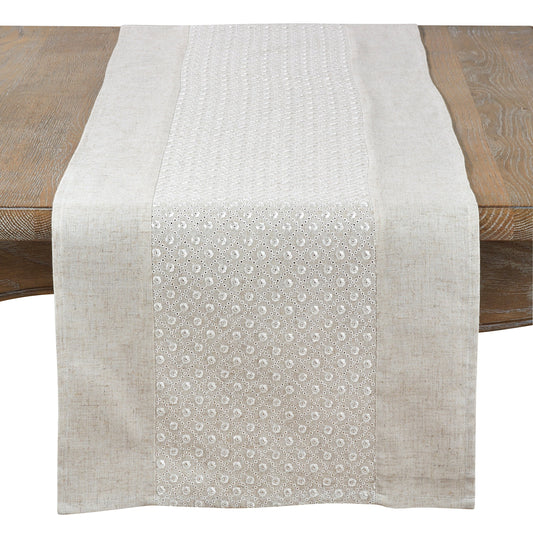 Fennco Styles Fancy Floral Embroidery Linen Table Runner 16"x72"