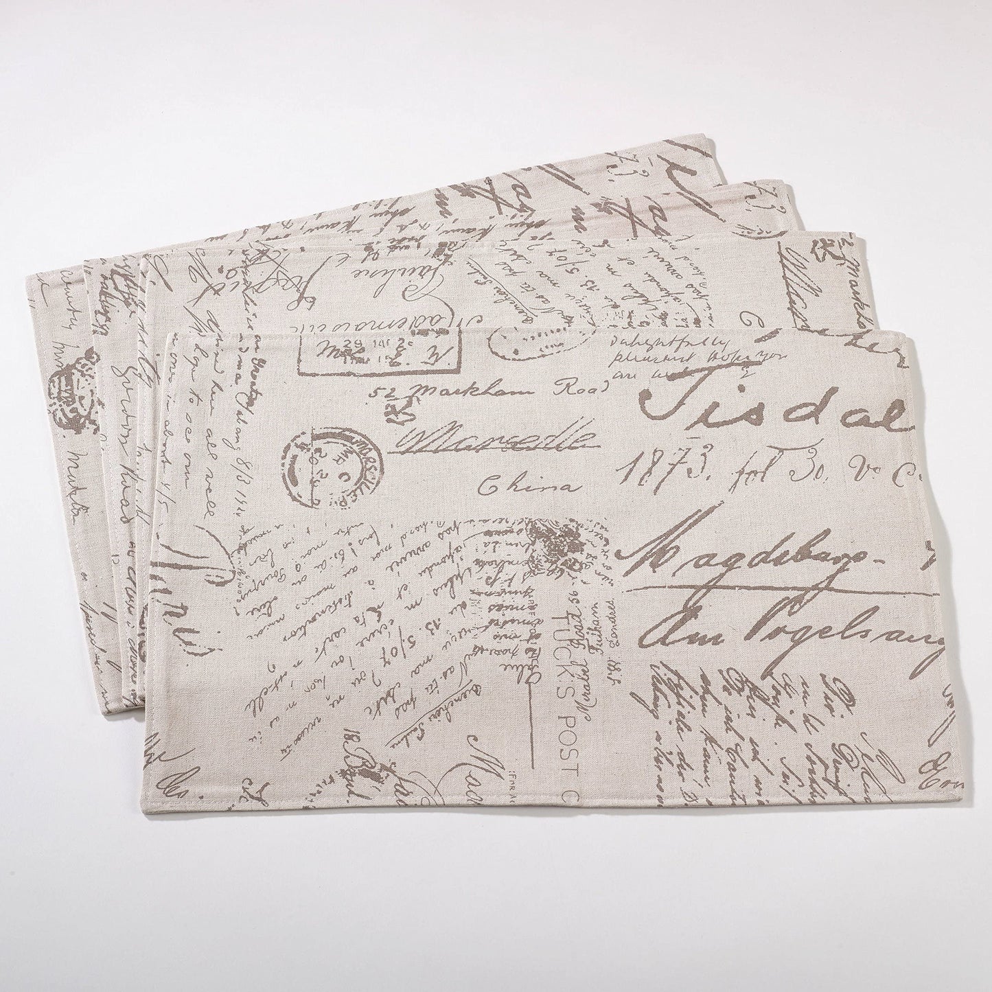 Fennco Styles Script Printed Contemporary Table Runner 16" W x 120" L - Natural Table Cover for Home, Dining Table, Banquet, Family Gathering and Special Occasion