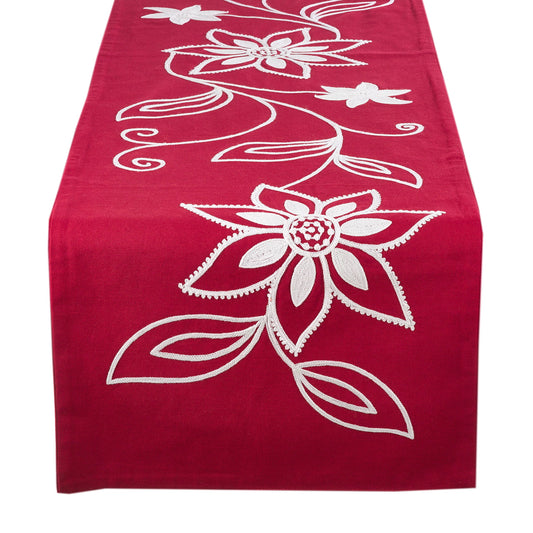 Fennco Styles Elegant Embroidered Flower Holiday Festive Table Runner - 16" X 72"